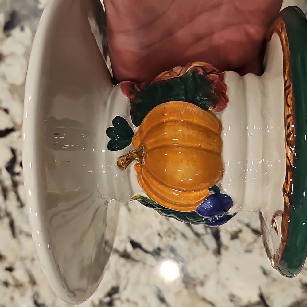 (2) Ceramic Pumpkin Candle Holders